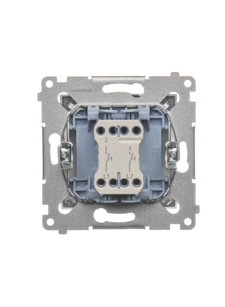 Simon 54 Przycisk podwójny zwierny bez piktogramu 10A 250V szybkozłączka srebrny mat DP2.01/43 KONTAKT