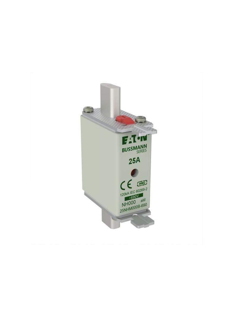 NH FUSE 25AMP 690V aM SIZE 000 Wkładka NH000 25A 690V AM podwójny wskaźnik 25NHM000B-690 EATON