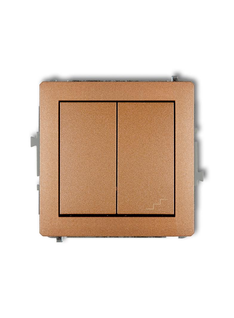 DECO Mechanizm łącznika jednobiegunowego ze schodowym (wspólne zasilanie) złoty metalik