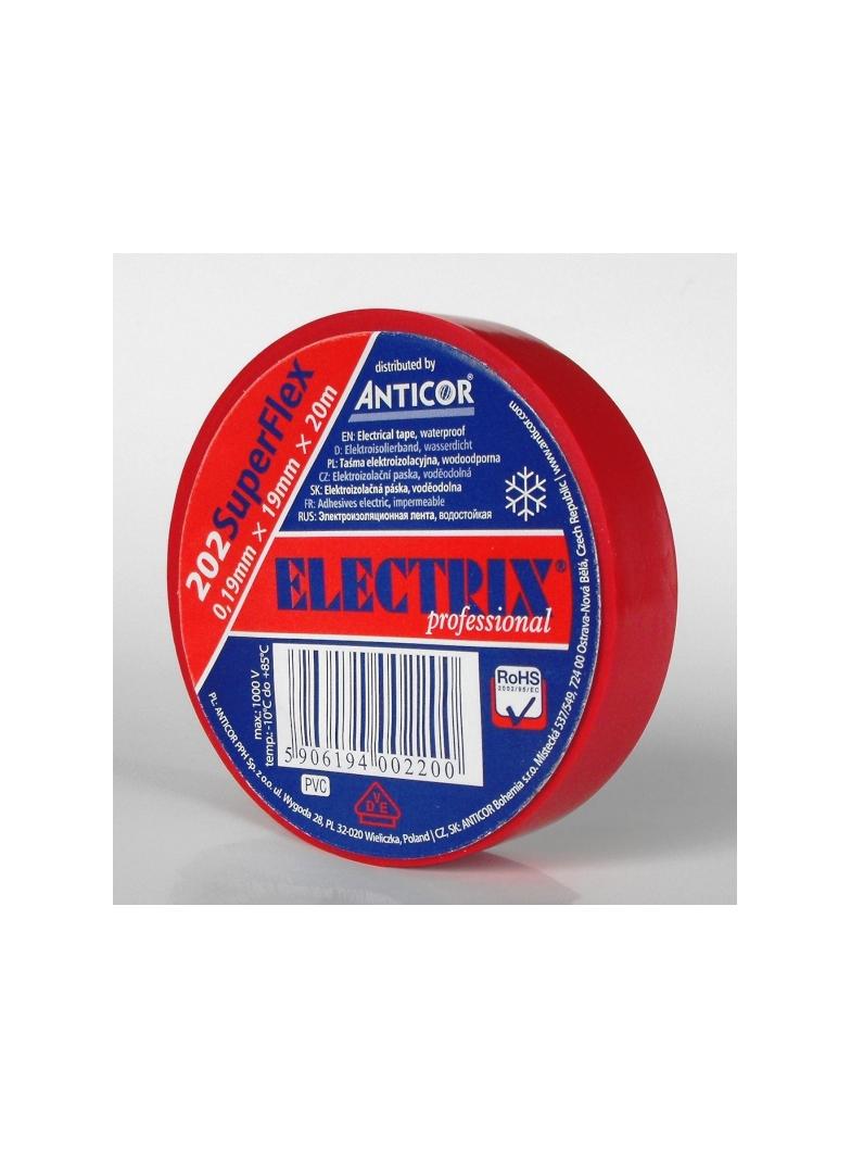 ELECTRIX 202 SuperFlex taśma elektroizolacyjna PCW 0,19 mm x 19 mm x 20 m czerwona