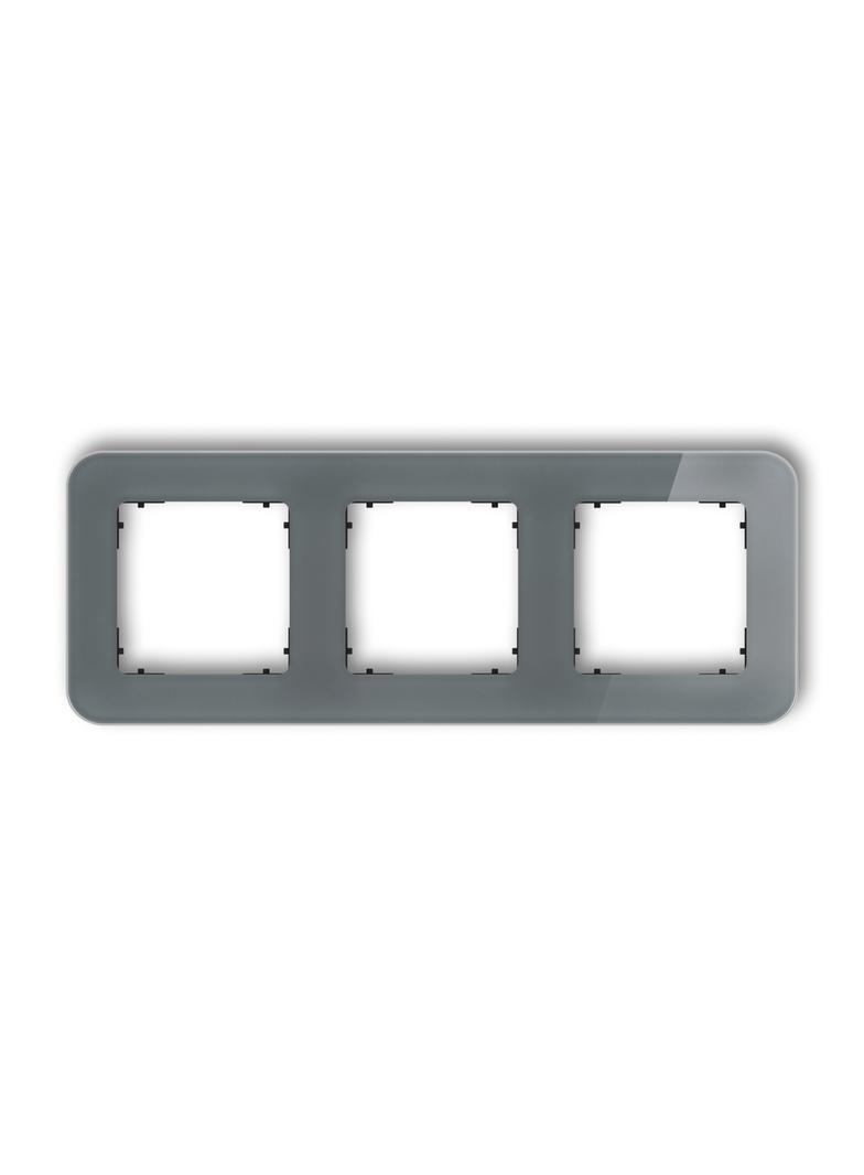 ICON Ramka uniwersalna potrójna zaokrąglona - efekt szkła (ramka: grafitowa; spód: czarny) grafitowy