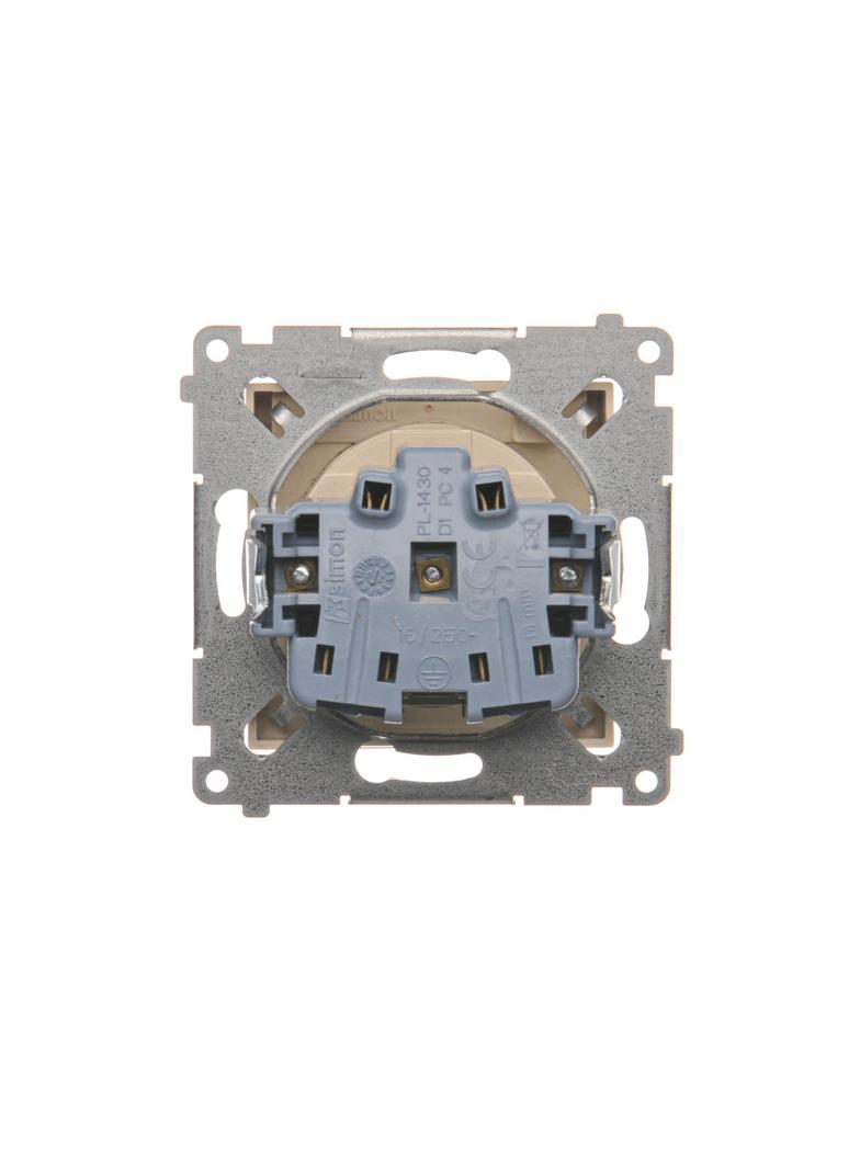 Simon 54 Gniazdo IP44 bez uszczelki 16A z. śrub. klapka transp. kremowy *Wymagana uszczelka ramki