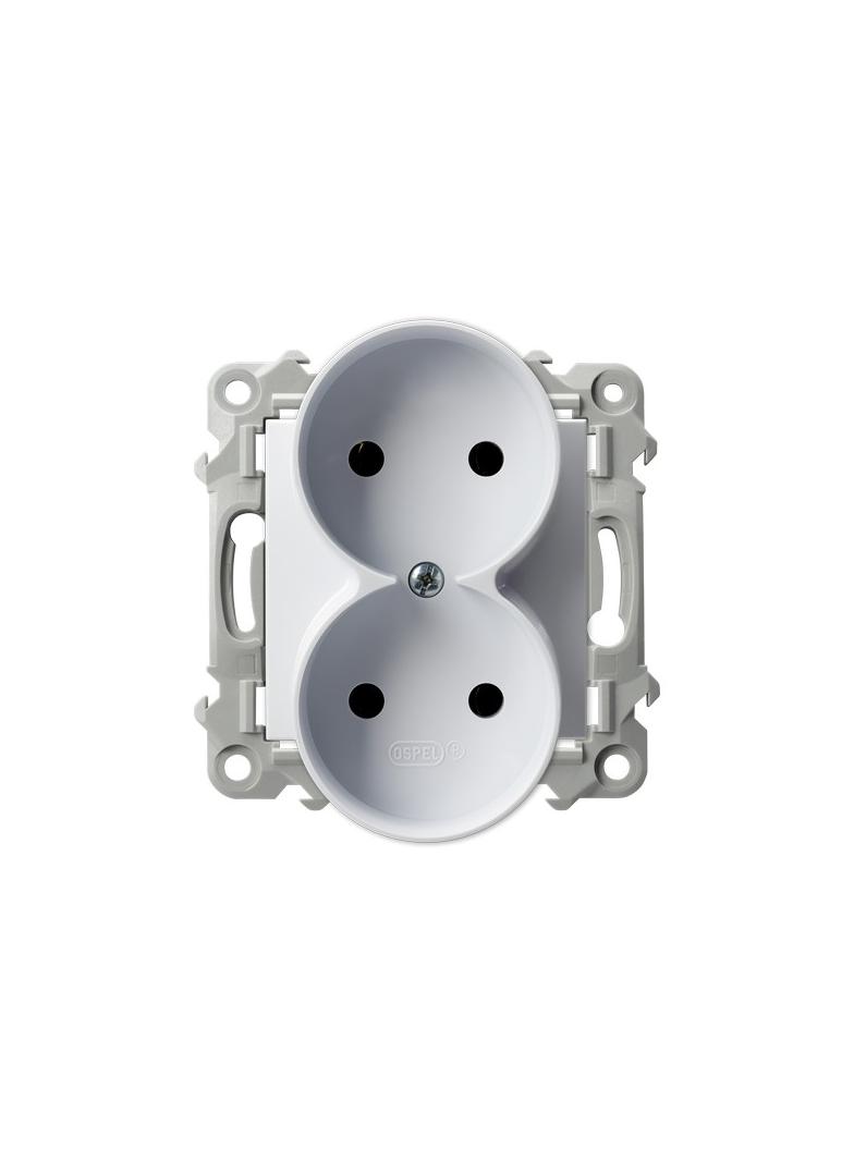 SZAFIR Gniazdo podwójne moduł bez ramki - kolor biały