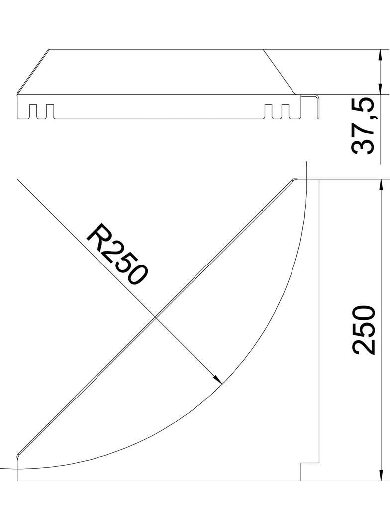 LEB 25, BLACHA NAROŻNA 250MM DD