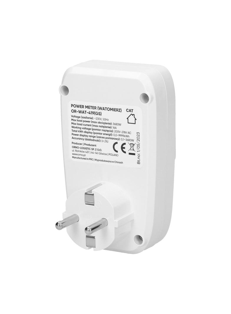 Watomierz kalkulator energii z wyświetlaczem LCD wersja Schuko OR-WAT-419(GS) ORNO