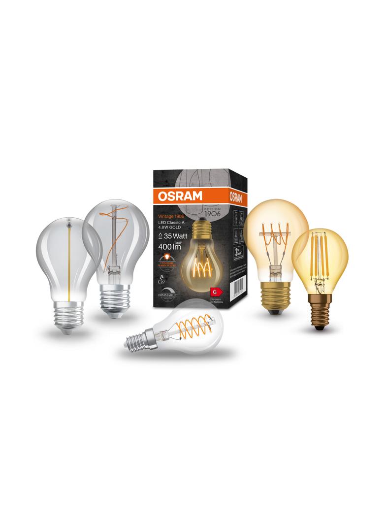Lampa LED Vintage 1906 CL A Filament szkło przezroczyste GOLD 25 dim 3,4W 824 E14
