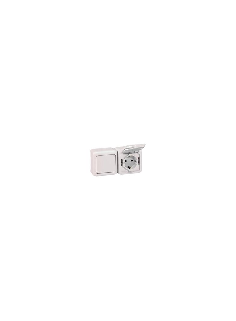 Forix IP44 Łącznik Schodowy 10Ax + Gniazdo Pojedyncze Z Uziemieniem 16A 250V Białe 782376 LEGRAND