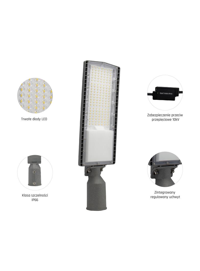 STREETOS OPRAWA ULICZNA 100W NW 230V 130/80st IP66 IK09 536x166x77mm;SZARY 5 lat gw.