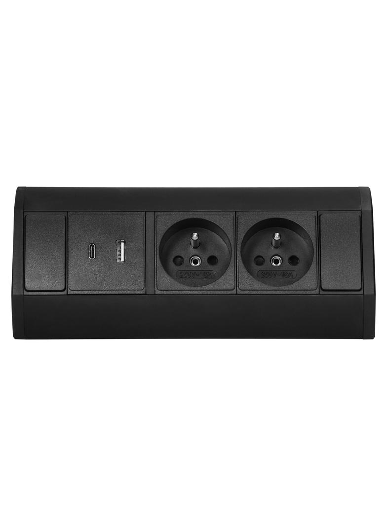 Gniazdo meblowe narożne 2x2P+Z 2xUSB czarne VIRONE OR-GM-9039/B ORNO