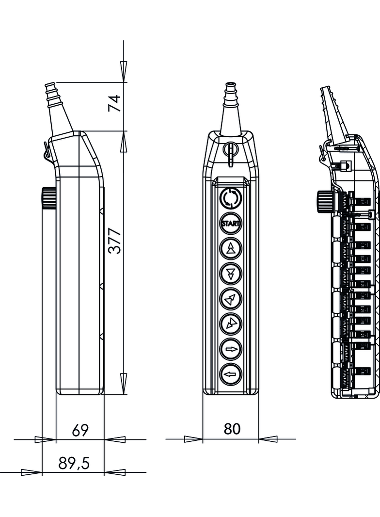 KASETA STEROWNICZA SUWNICOWA B-1NC+START-NO+4X(1NO+1NO/2)+2X1NO