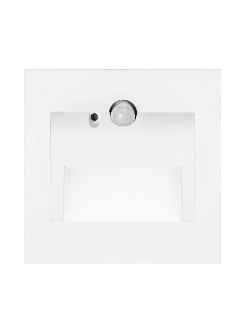 DRACO LED NEW 1,5W, oprawa schodowa podtynkowa, 12VDC, 30lm, 3000K, biała, czujnik ruchu i zmierzchu