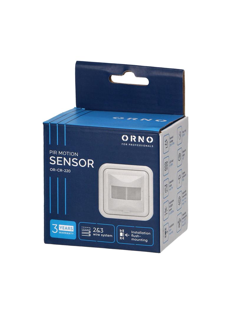 Czujnik ruchu 2&3 żyłowy 160 st. IP20 500W do puszki OR-CR-220 ORNO