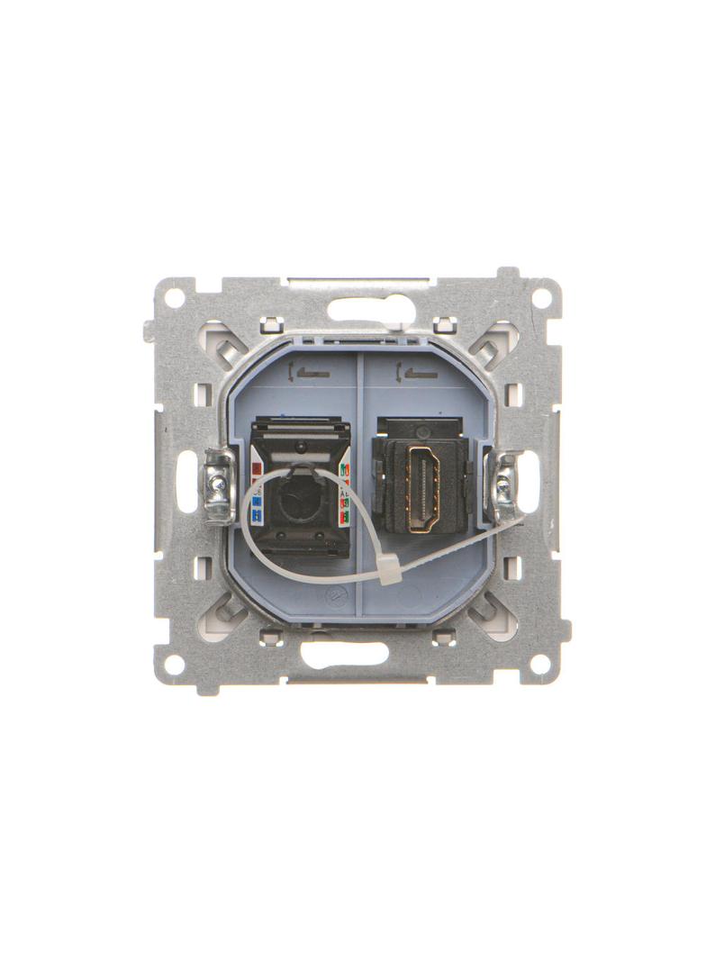 Simon 55 Gniazdo HDMI + RJ45 kat.6 Aluminium mat TGHRJ45.01/143 KONTAKT