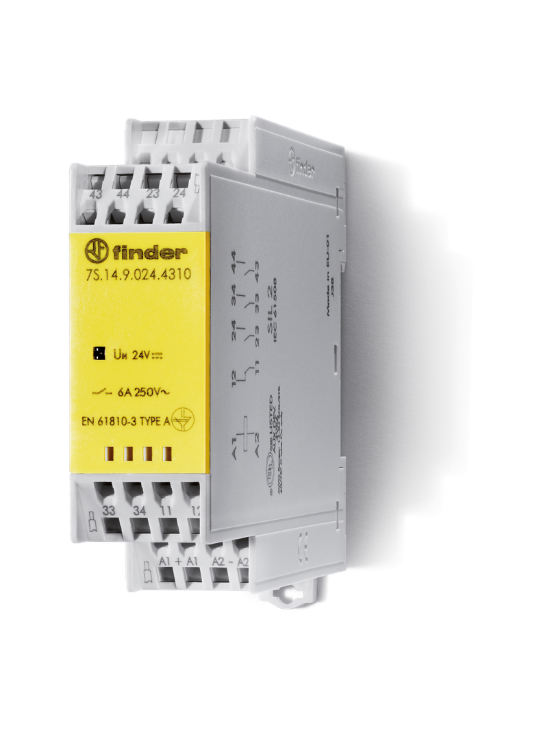 PrzekaźnikZ mechanicznie sprzężonymi zestykami serii 7S: 3Z + 1 R 6A 24V DC 7S.14.9.024.4310 /5szt./ FINDER