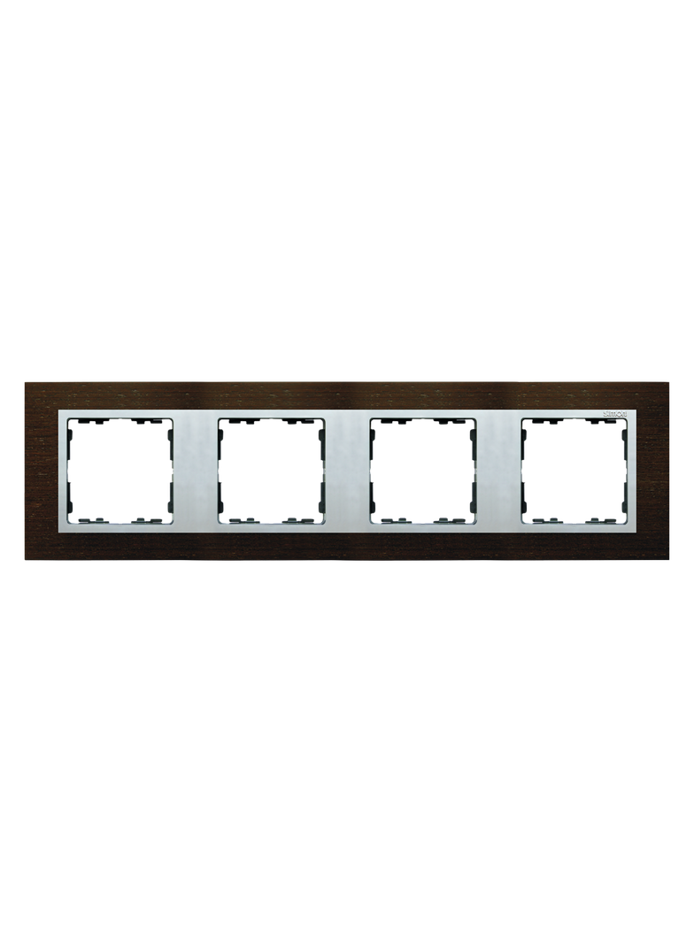 Simon 82 Nature Ramka 4-krotna Nature-drewno Wenge / pierścień aluminium mat 82947-65 KONTAKT