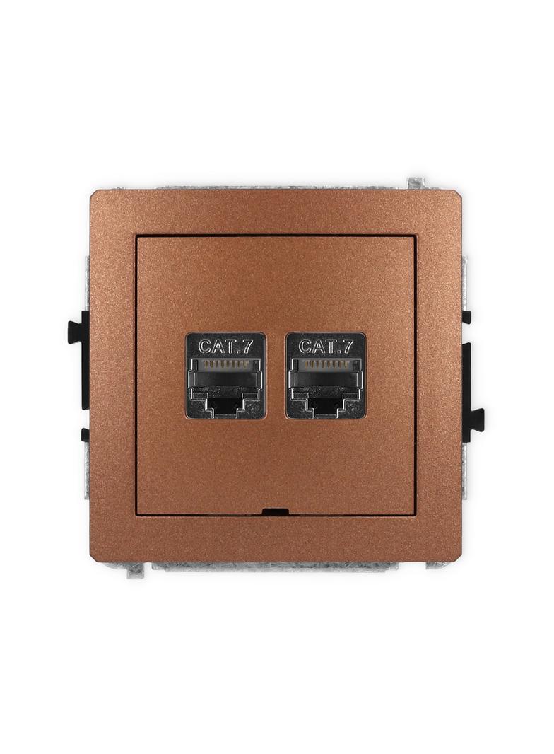 DECO Mechanizm gniazda komputerowego podwójnego 2xRJ45, kat. 7, ekranowany, 8-stykowy, bez pola opis