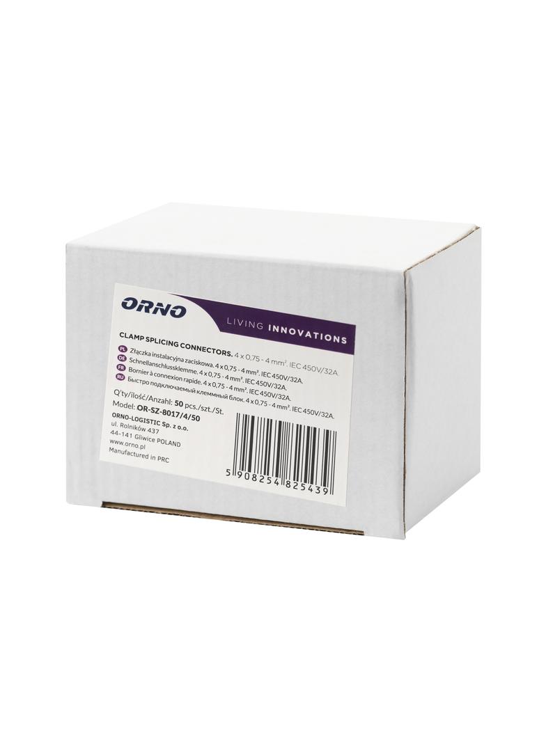 Złączka instalacyjna zaciskowa 4-przewodowa; na dowolny przewód 0,2-4mm2; IEC 450V/32A 50 szt. OR-SZ