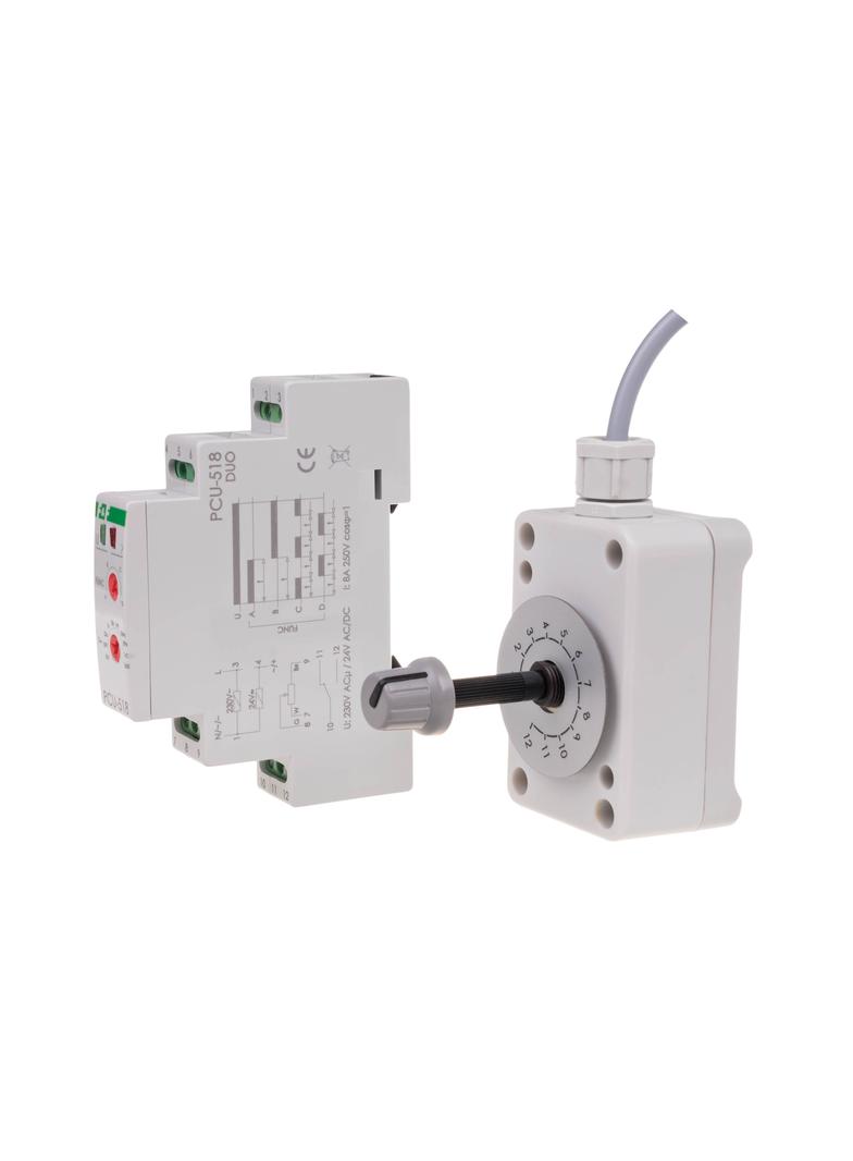 Przekaźnik czasowy z zewnnetrznym poteRjometrem nastawy czasu styk: 1Z/R U=230 i 24V PCU-518DUO F&F