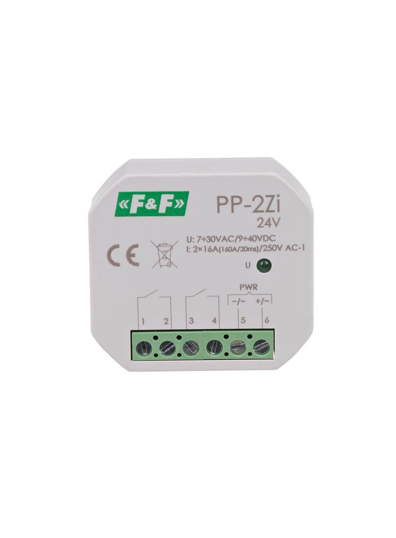 Przekaźnik elektromagnetyczny 2Z 16A montaż podtynkowy U=7-30VAC/9-40VDC 2Z 16A (160A/20ms) PP-2Z-LED-24V F&F