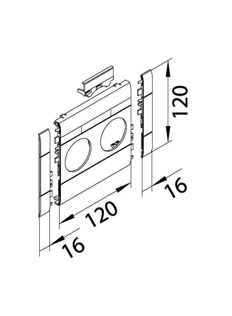 tehalit.WA Maskownica podwójna z polem opisowym ABS bezhalogenowy 120mm aluminium GB12021LAN HAGER