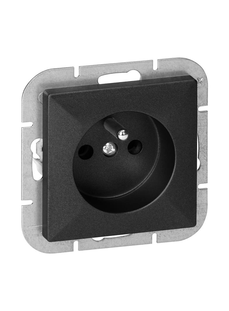 Gniazdo pojedyncze podtynkowe 2P+Z Pearl, 16A, 250V, PT-16P, czarny OR-OE-7705/B ORNO