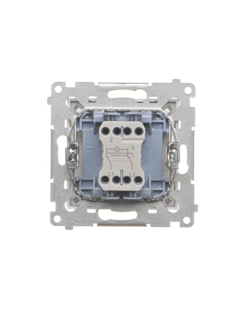 Simon 55 Łącznik krzyżowy z podświetleniem LED – podświetlenie jakW łączniku pojedynczym szybkozłączka Aluminium mat TW7L.01/X/143 KONTAKT