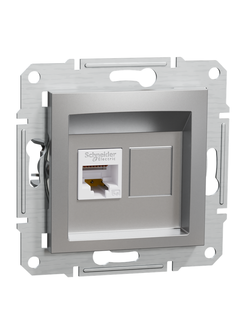 Asfora, gniazdo komputerowe RJ45 kat.5e, UTP, bez ramki, aluminium