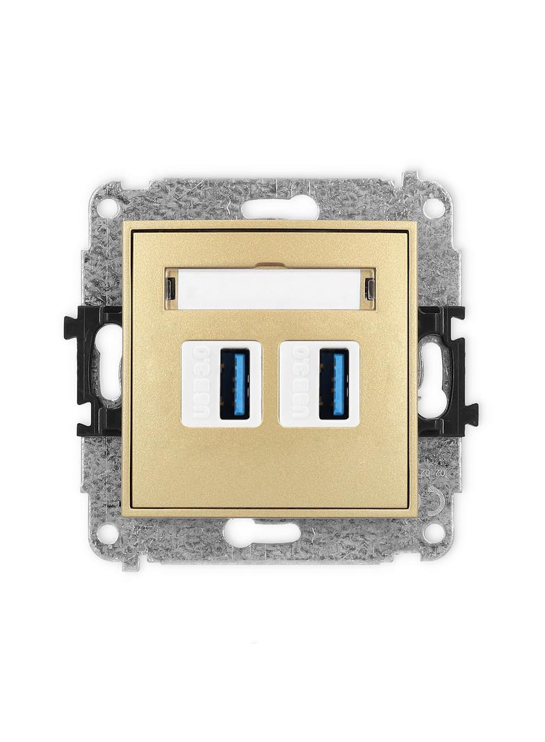 ICON Mechanizm gniazda podwójnego 2xUSB A-A 3.0 złoty