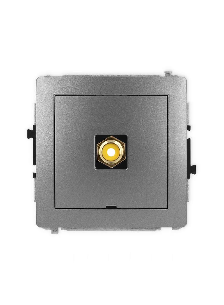 DECO Mechanizm gniazda pojedynczego RCA, bez pola opisowego (typu cinch - żółty, pozłacany) grafitow