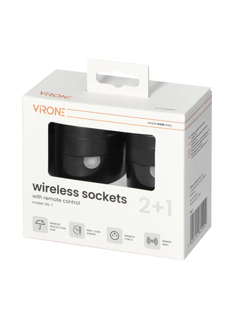 Zestaw bezprzewodowych gniazd MINI, sterowanych pilotem 2+1, 2300W, IP44