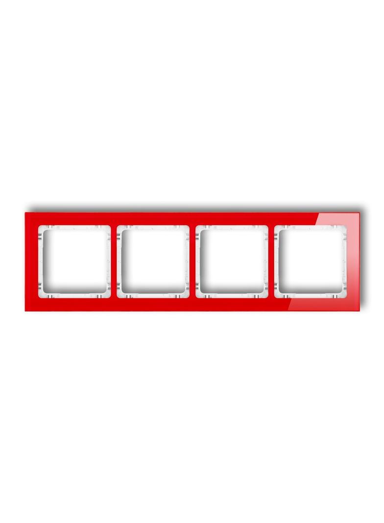 DECO Ramka uniwersalna poczwórna - efekt szkła (ramka: czerwona; spód: biały)