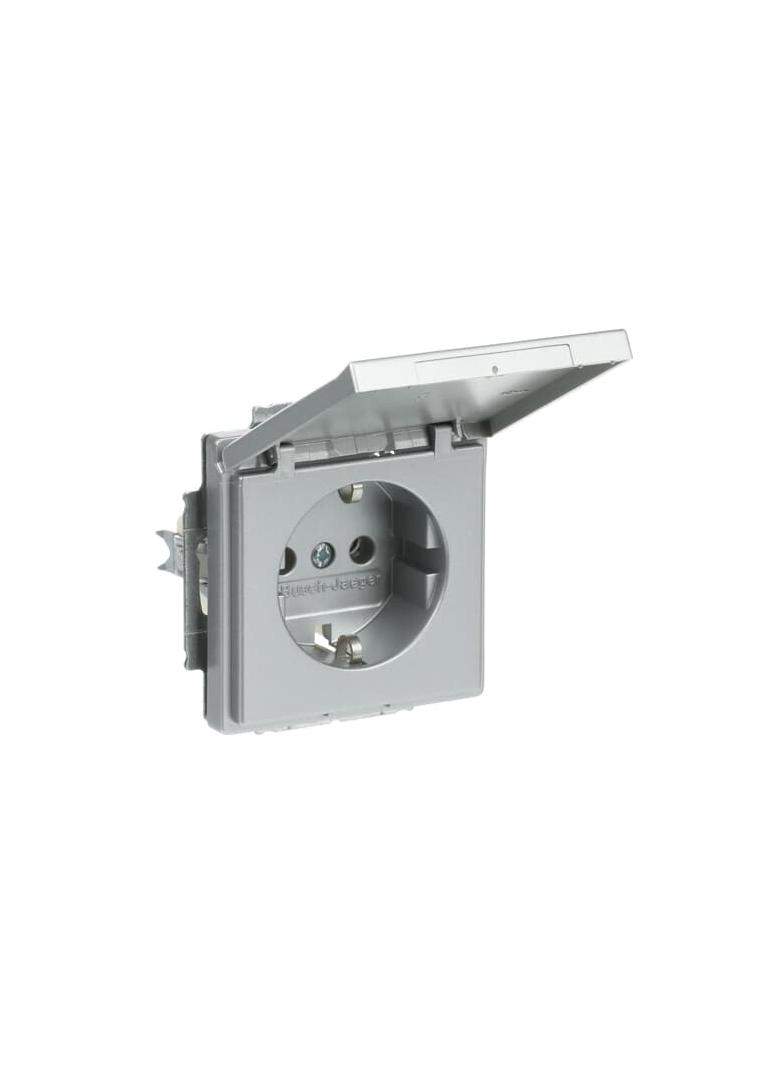 FUTURE Gniazdo SCHUKO z klapką Blokada klapki w pozycji otwartej aluminiowo srebrny 2CKA002018A1487 ABB