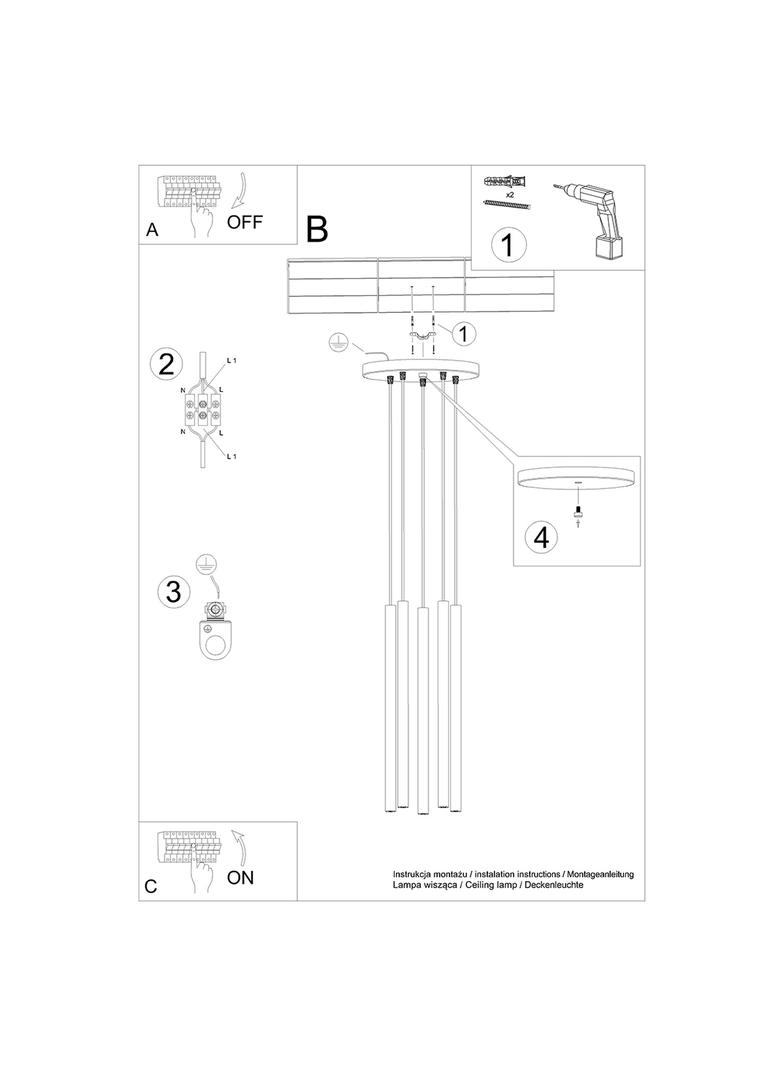 Sollux Lampa wisząca PASTELO 5P drewno SL.1270