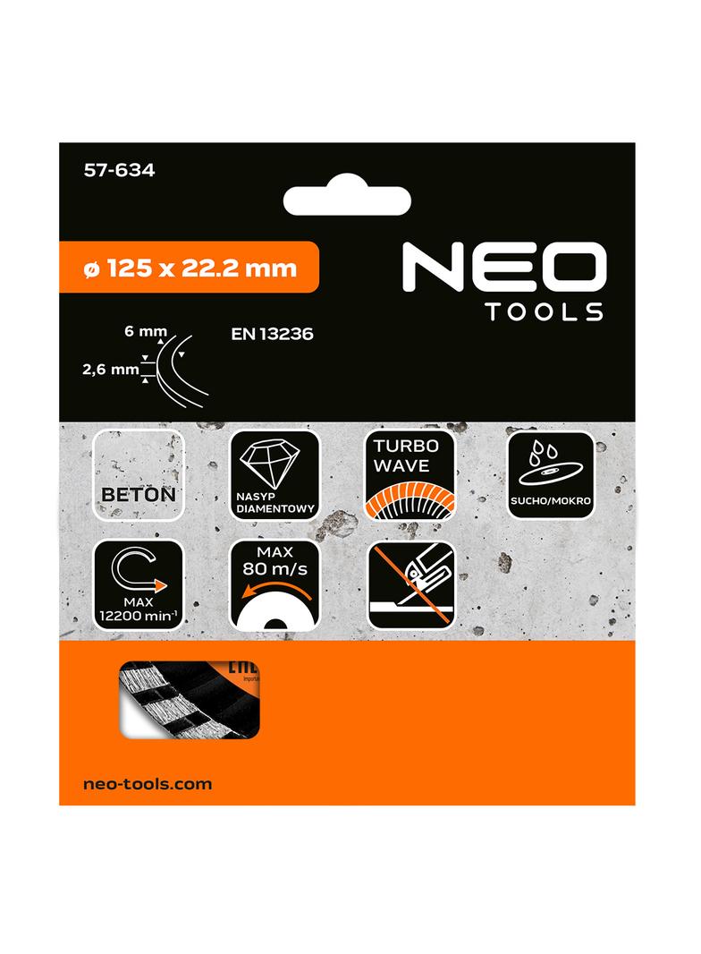 Tarcza diamentowa 125 x 22.2 mm, turbo wave