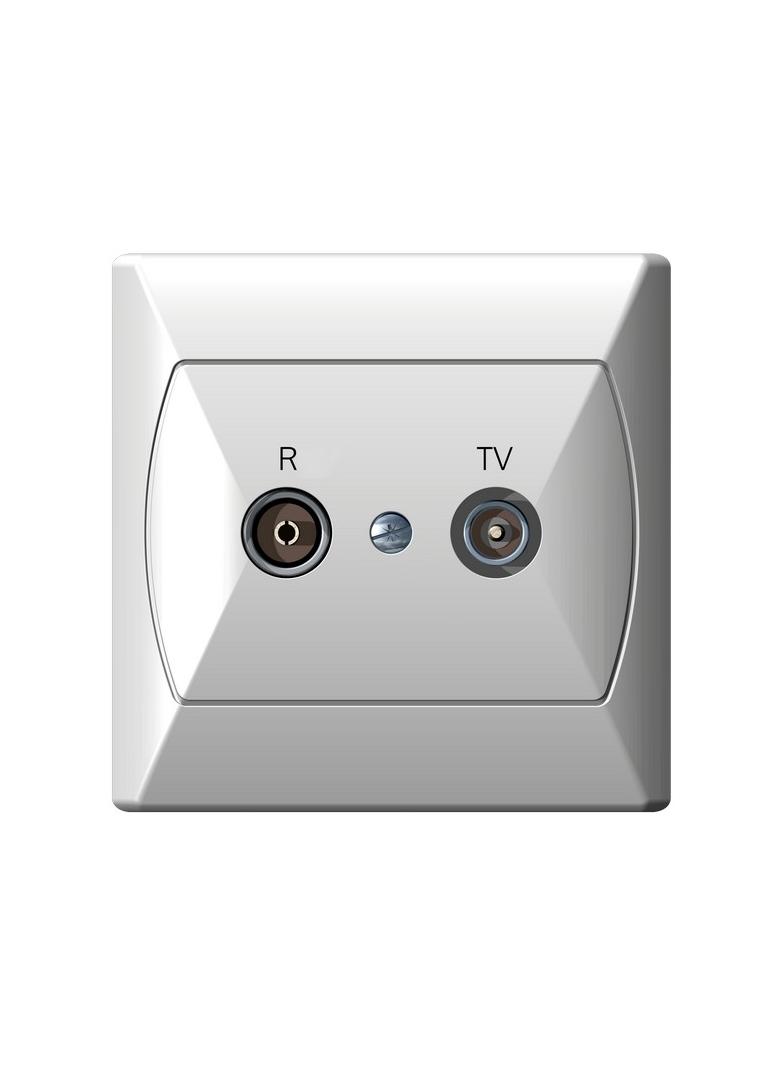 AKCENT Gniazdo RTV przelotowe 16-dB - kolor biały