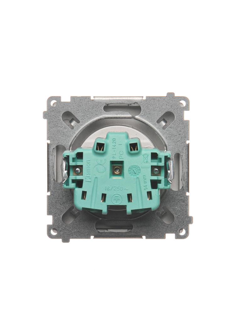 Simon Basic Gniazdo wtyczkowe z uziemieniem z przesłonami torów prądowych 16A 250V zaciski śrubowe stal inox BMGZ1Z.01/21 BMGZ1z.01/21 KONTAKT
