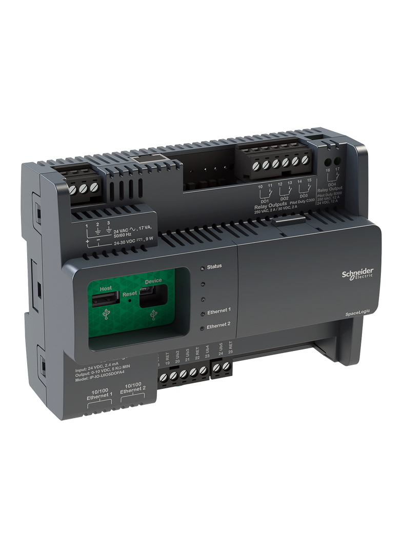 IP-IO, 2x Ethernet, moduł wejść/wyjść uniwersalnych 5Ub i wyjść cyfrowych 4DO, +złączki