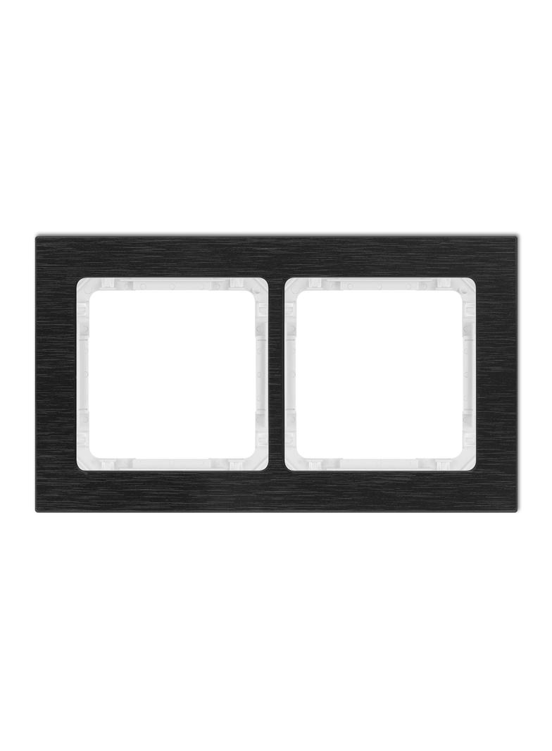 DECO Ramka uniwersalna podwójna - aluminium szczotkowane (ramka: czarna; spód: biały) czarny