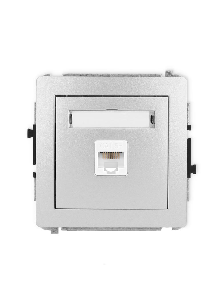 DECO Mechanizm gniazda komputerowego pojedynczego 1xRJ45, kat. 5e, 8-stykowy srebrny metalik