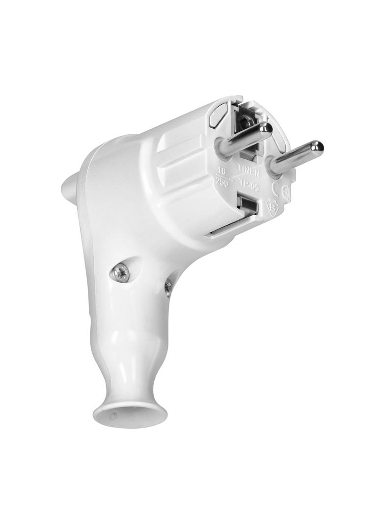 Wtyczka kątowa Uni-Schuko z wypychaczem 16A/250V, biała