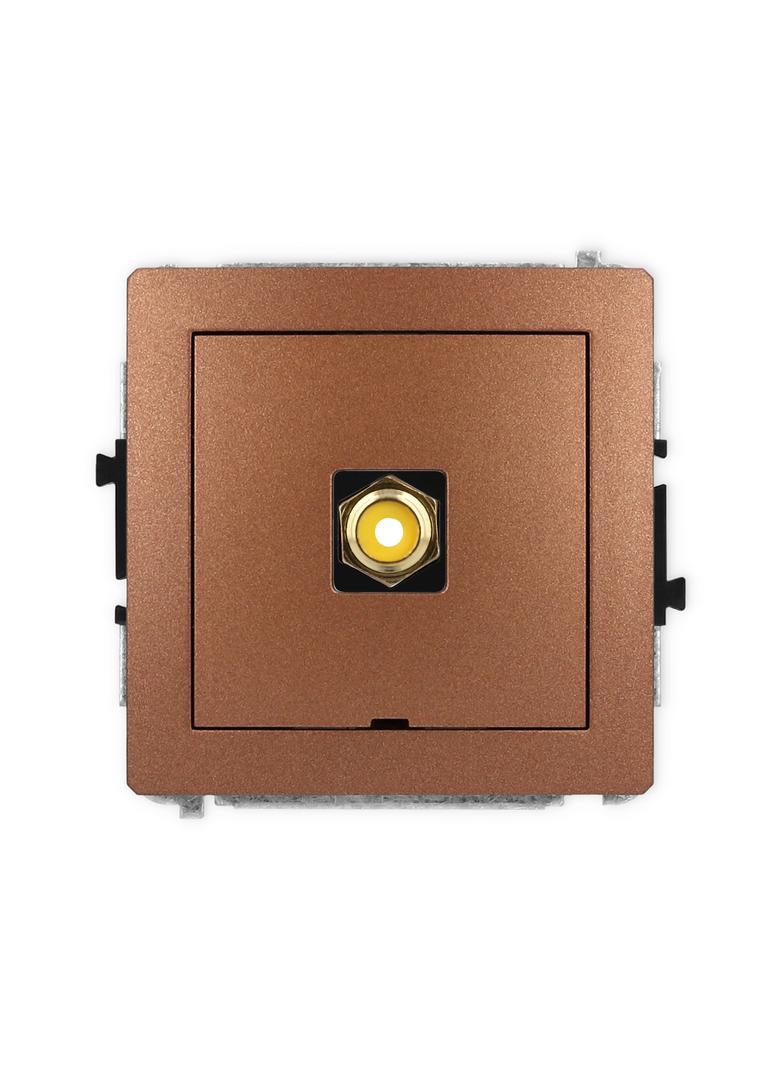 DECO Mechanizm gniazda pojedynczego RCA, bez pola opisowego (typu cinch - żółty, pozłacany) brązowy