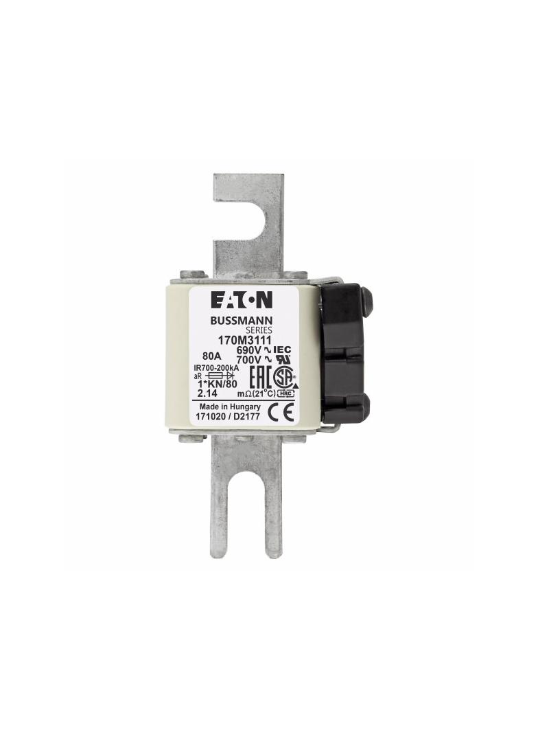 80A 690V 1*KN/80 aR INDICATOR FUSE Wkładka szybka 80A AC 690V compact DIN 1 45x59x104 mm, 170M3111 E