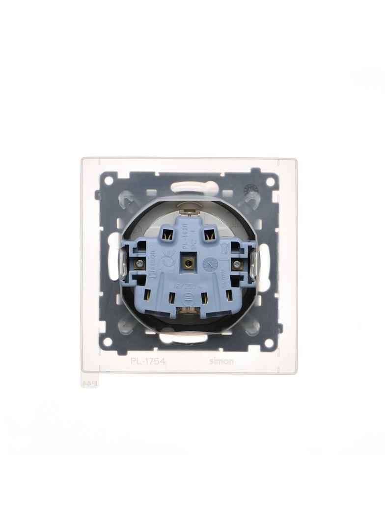 Simon 55 Gniazdo Schuko do wersji IP44 z przesłonami z uszczelką ramki szybkozłączka Klapka W kolorze pokrywy Szampański mat TGSZ1BCZ.01/144 KONTAKT