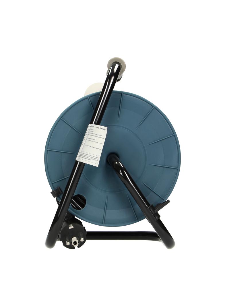 Przedłużacz bębnowy MINI 4 gniazda (Schuko) metalowy stojak polwinit H05VV-F 3x1mm2 długość15m szary