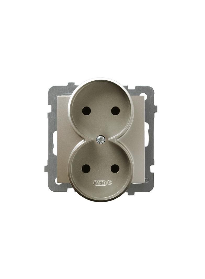 AS Gniazdo podwójne moduł bez ramki - kolor satyna light