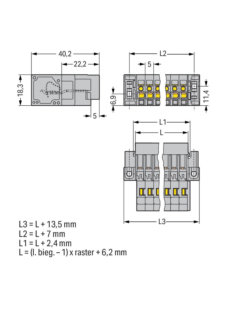 X-COM wtyk 12-biegunowy szary raster 5 mm /15szt./ WAGO