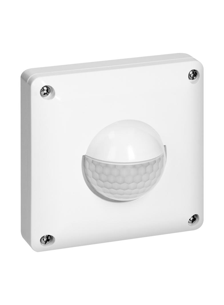 Czujnik ruchu, 2 i 3 żyłowy, 190 st. IP65, 500W, zasięg max. 20m, do puszki, biały