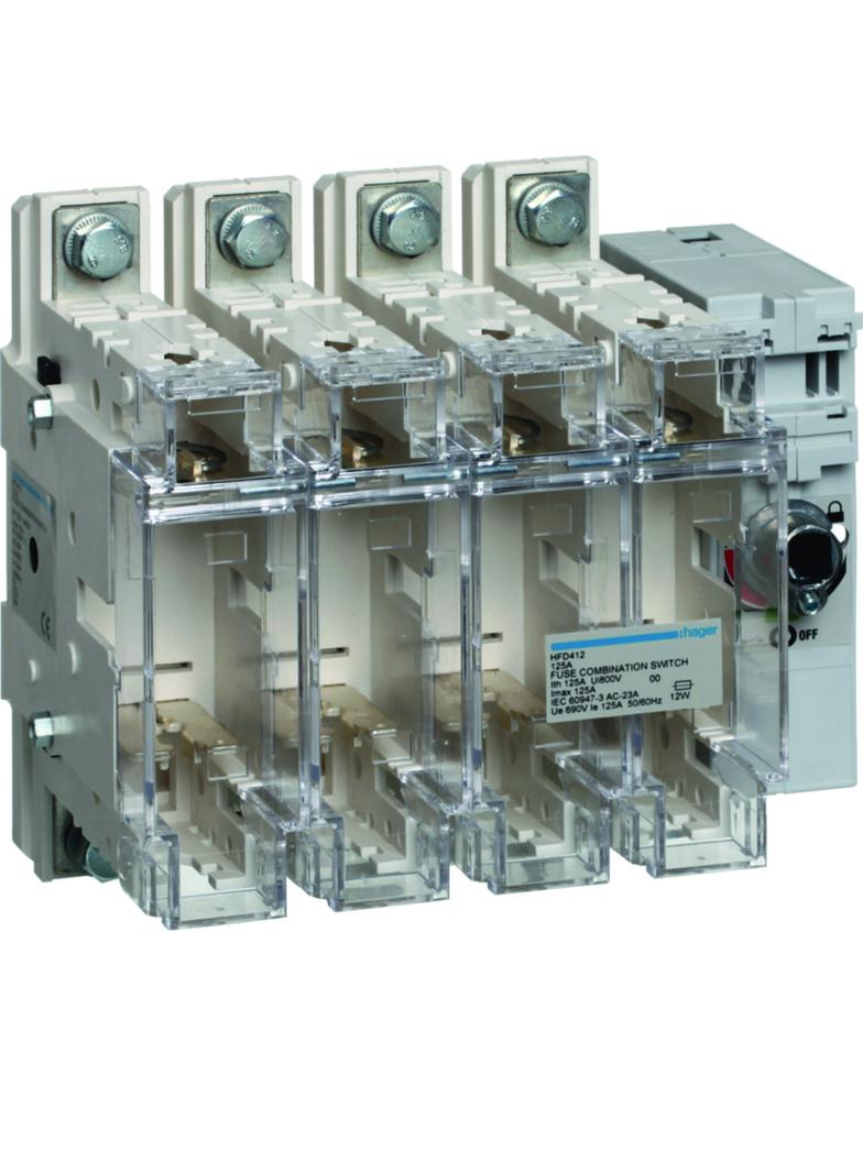 Rozłącznik izolacyjny z bezpiecznikami 4P NH00 125A HFD412 HAGER