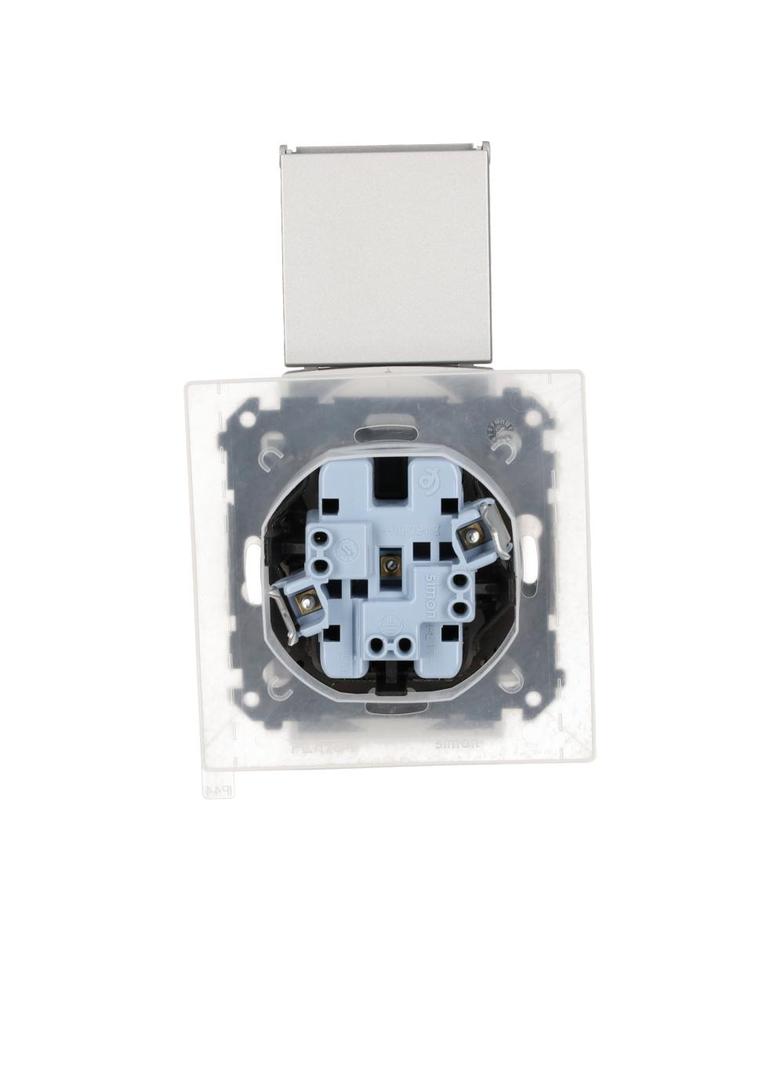 Simon 55 Gniazdo wtyczkowe podwójne do wersji IP44 z uszczelką szybkozłączka Klapka W kolorze pokrywy Aluminium mat TGZ2BMCZ.01/143 KONTAKT