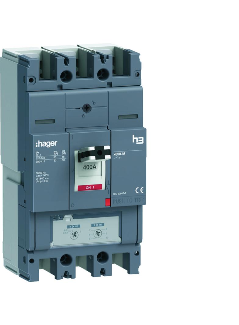MCCB Wyłącznik mocy h3 x630 TM 3x400A 50kA HMJ400DR HAGER